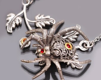 Silver Spider Necklace Spider Necklace Spider Pendant Spider Jewelry