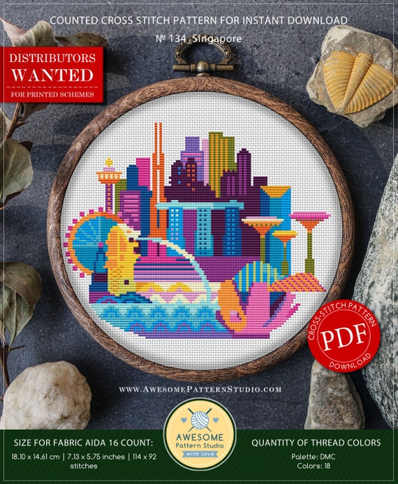 Singapore Cross Stitch Pattern for Instant Download P134