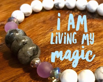 Personal Magic Bracelet. Calm Bracelet. Labradorite Bracelet. Howlite Bracelet. Gift for Her.