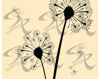 Vector DANDELION, Flowers, dandelion,SVG,DXF,ai, png, eps, jpg Silhouette,Download files, Digital, graphical