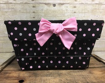 Black with Pink Polka Dots Basket Liner