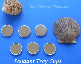 50pk Charm Tray 14mm - Round Silver Tone Pendant Setting (14MMCSNE)
