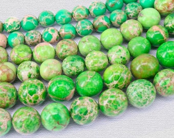 Sea Sediment Green Jasper Beads, Green Gemstone Beads, Stone Beads, Spacer Beads, Round Natural Beads, Full Strand 4mm 6mm 8mm 10mm 12mm