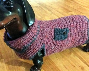 Doxie winter sweater, hand made. Unique design.