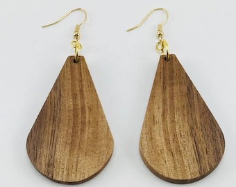 Handmade Wood Raindrop Earrings