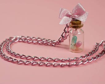 Chunky curb chain Kawaii vial necklace