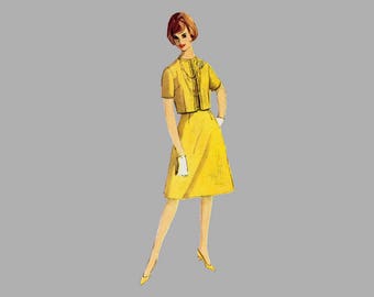 1964 Dress pattern Simplicity 5398 Bust 38 inches One-piece dress Two skirts Jacket Jewel neckline Sleeveless dress Short sleeve jacket