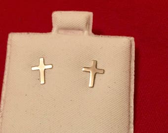 Sterling Silver Cross Stud Earrings