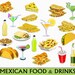 Mexican Food & Drinks Clip Art Graphic Mexico Clipart Scrapbook Taco Margarita Deer Digital Download Transparent PNG Vector Commercial Use