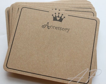 50 pcs of Imprint Hair Clip Display Card in Brown Kraft Paper for Hair Accessories and Jewelry for DIY
