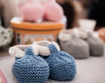 Chaussons bébé, ballerines bébé fille, tenue enfant bébé, style rétro, tricot coton babies