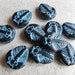 Glass Trilobite Beads, Oceanic Fossil Look, Black with Turquoise Blue Color Finish, Opaque, Czech Glass, 13 x 11mm, 10 Beads