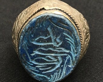Vintage Kuchi Tribal Large Carved ISLAMIC Calligraphy RING Theater Belly Dance Costume Jewelry Uber Kuchi®