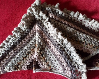 Shades of gold/brown/beige Shawl gypsy boho chic crochet shawl