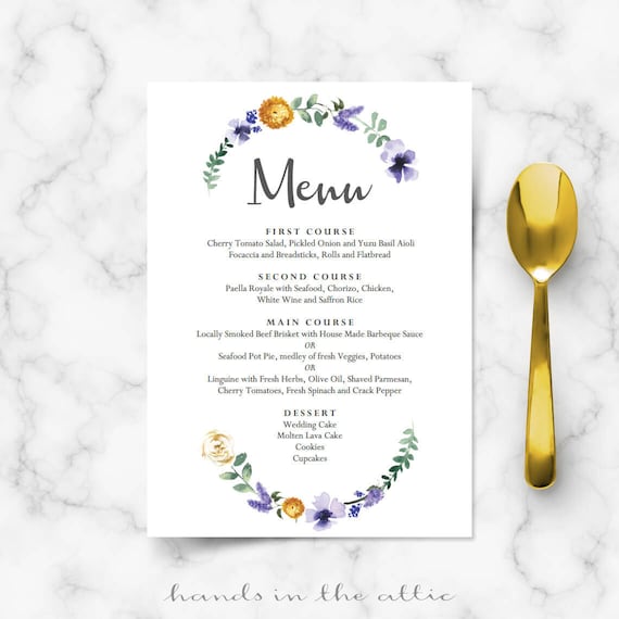 how to make a dinner menu card