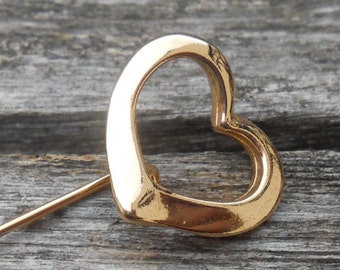 Vintage Heart Abstract Gold Pin. 1960s