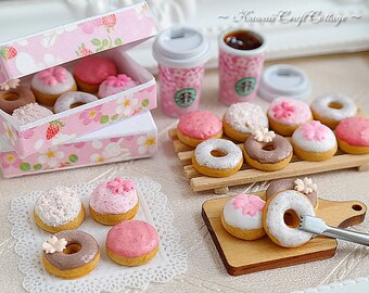 16 miniature food donuts doughnuts dollhouse miniature starbucks coffee beverage drinks bakery blythe barbie - Barbie Cuisine 16 miniature food donuts doughnuts dollhouse miniature starbucks coffee beverage drinks bakery blythe barbie - Barbie Cuisine