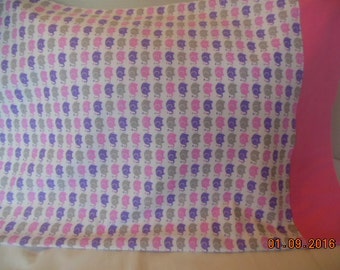 SALE ------ Pink Elephants Flannel Pillowcase
