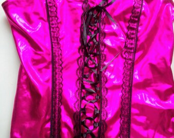 Hot Pink and Black Lace Corset