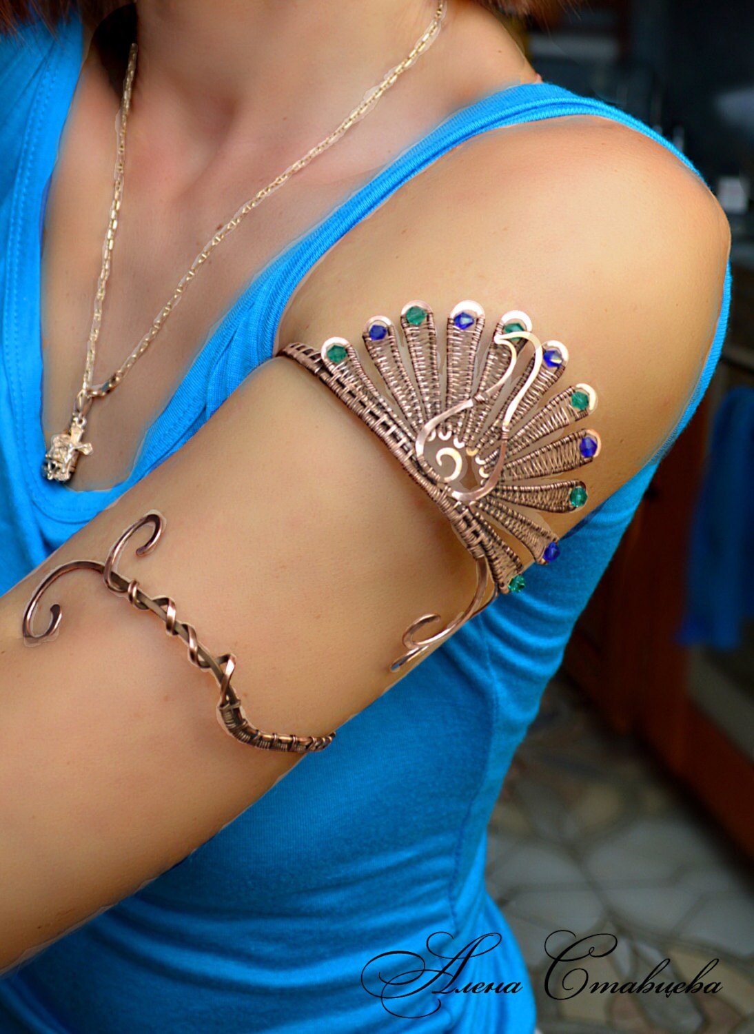 Beauty gift silver arm cuff silver jewelry upper arm cuff