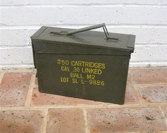Vintage Ammo Box Vintage Industrial Military Storage Box Vintage Ammunition Box