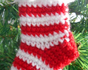 Mini striped red and White Christmas sock