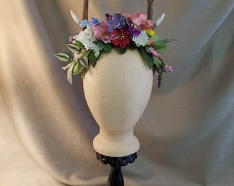 Antler Headpiece with Wildflowers