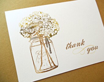 Mason Jar Thank You Cards / Wedding Thank You Cards, 25-Count