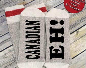 Word Socks - Novelty Comfy Cotton or Wool Men's Socks - If you can read this - Canadian EH! - Funny Socks - Socks with Sayings - Custom