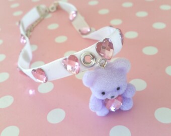 Tiny Teddy Choker - Cute Fairy Kei Kawaii