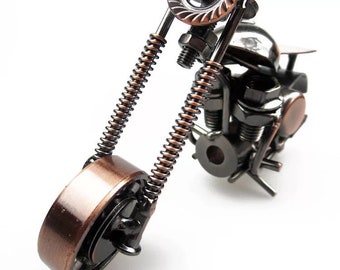 Zakka/Retro metal motorcycle sculpture copper paint/room decoration