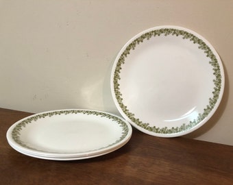 Four Corelle Spring Blossom Green 10" Dinner Plates