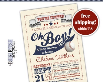 Baseball Baby Shower Invitation • All Star Baby Shower • Rookie of the Year Baby Shower Invite • Vintage Baseball Shower • Baseball Theme