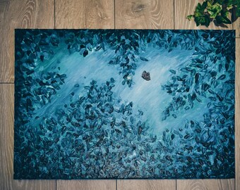Acrylic painting (leaves & a butterfly)
