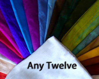 Silk Dupioni ANY TWELVE fat quarters - Custom set - Your choice