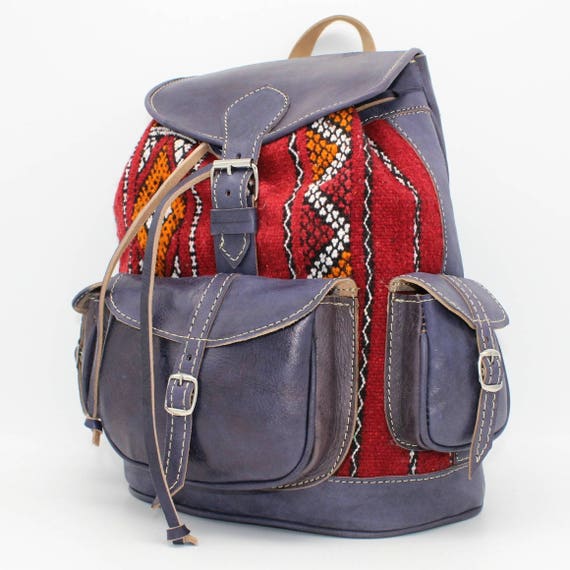 Leather backpackred kilim bag kilim backpack laptop bag sac