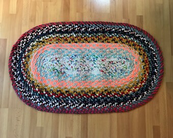Colorful Handmade Braided Rag Rug