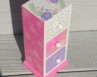 Jewelry Box for Girl First Communion Gift Pink Flowers Personalized