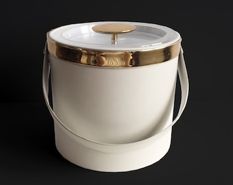Off-White & Gold Ice Bucket by Georges Briard