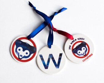 Chicago Cubs World Series Ornament Set