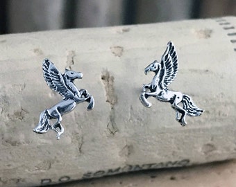 Pegasus ear studs, Pegasus Earrings, Flying horse earrings ANM037