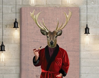Deer Canvas Wall art - Deer Smoking Jacket - large canvas print deer canvas print deer canvas art print deer print deer art print