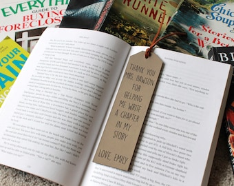 Personalized Bookmark, Faux Leather Bookmark, Leather Bookmark, Custom Bookmark, Gifts for teachers, Back to school --FXBM-LB-Emily