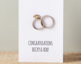 Intertwined Wedding Ring Card - Wedding card - Engagement Card - Personalised Card