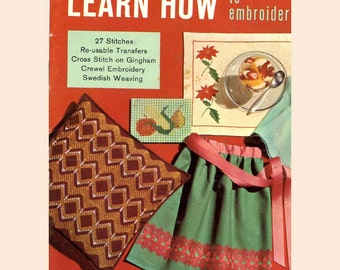 50s Vintage Learn How to Embroider Coats and Clark No 144 pattern book