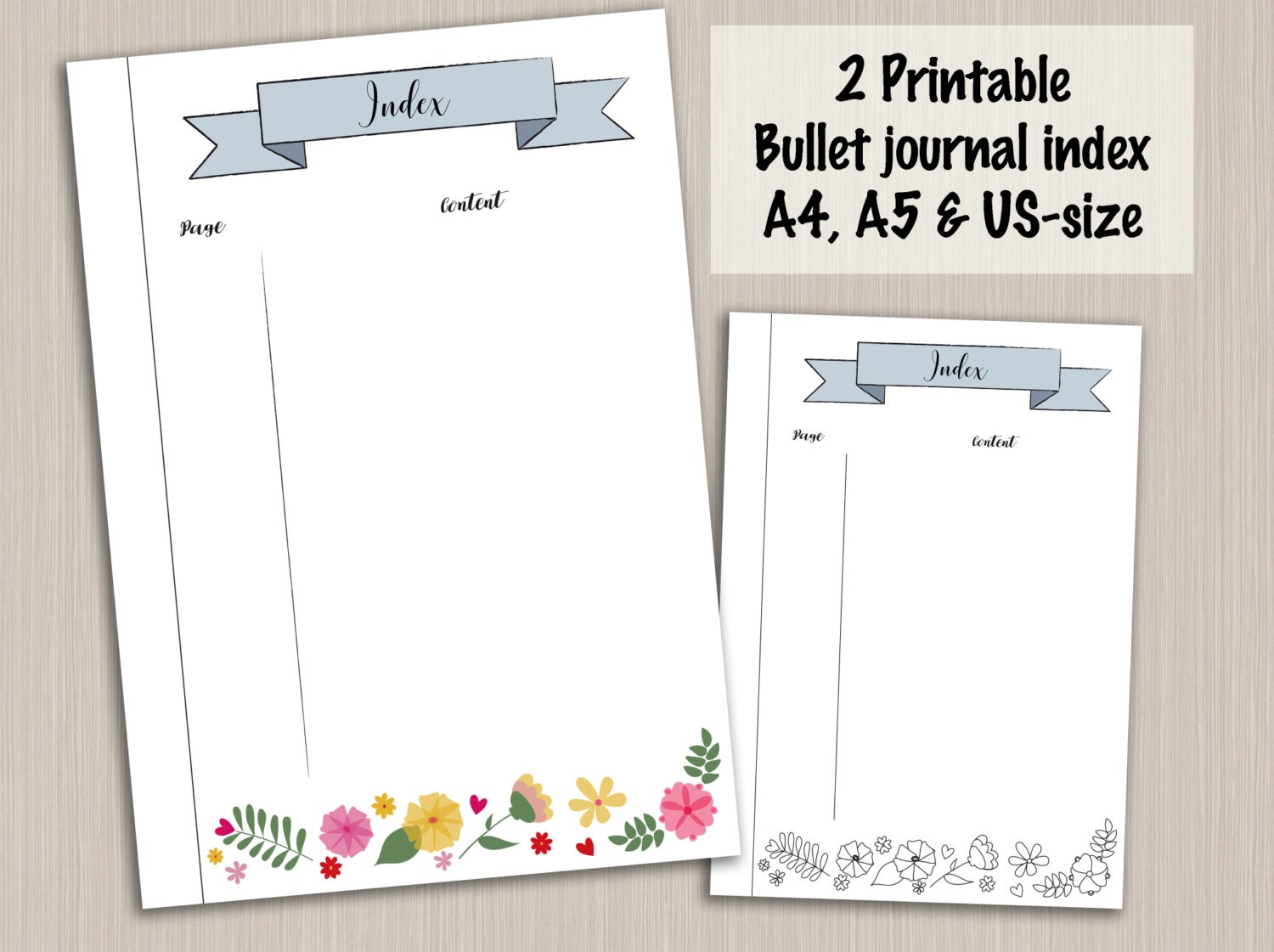 Bullet Journal Index Template Bullet Journal Pages Digital