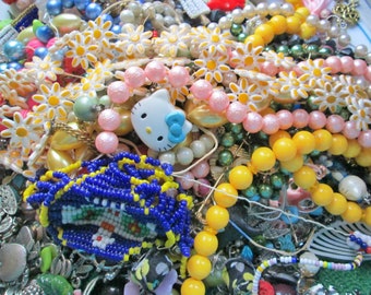 3lbs of Destash Junk Jewelry Broken Chain, Earrings, Beads, Charms, Findings, New and Vintage - Destash Lot - Destash Junk Jewelry Lot