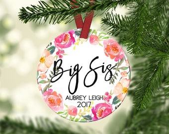 Big Sister Christmas Ornament.Promoted To Big Sister.Christmas ornament.Personalized christmas ornament.Sister Gift.