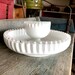 Fenton Silvercrest Chip & Dip Set, White Fenton Glass Chip and Dip Bowls