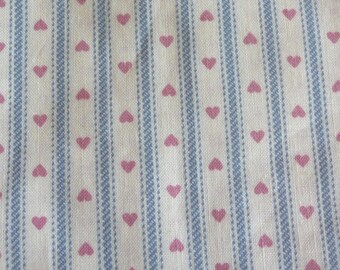 Handmade Napkins, Cloth Napkins, Fabric Napkins, Country Cottage, Set of Two, Hearts, Stripes, Unique Linens, Vintage Fabric, Cotton Napkins